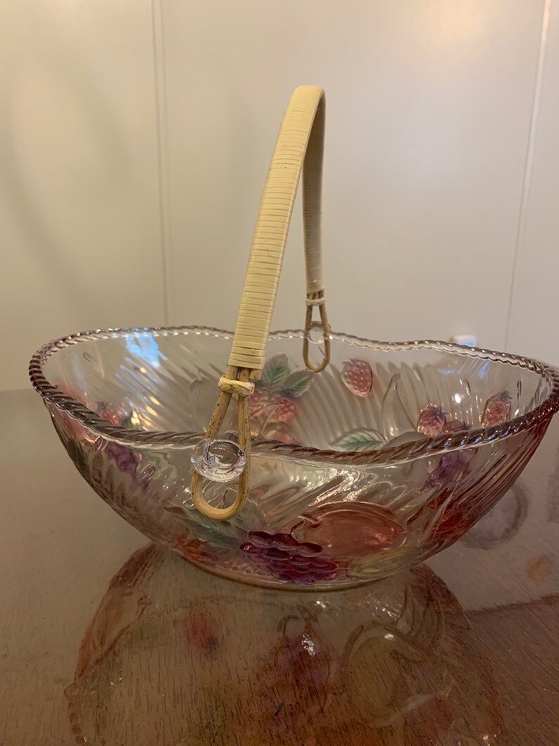 Glass Fruit Bowl Frosted Glass Fruit Bowl Colored Glass Etsy