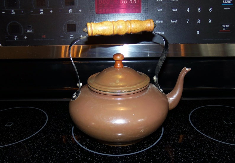 Brown Enamelware Tea Kettle Made in Taiwan Tea Kettle Etsy