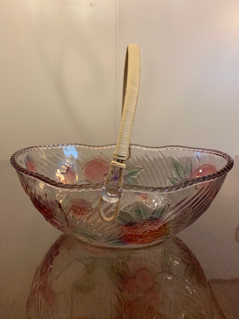 Glass Fruit Bowl Frosted Glass Fruit Bowl Colored Glass Etsy