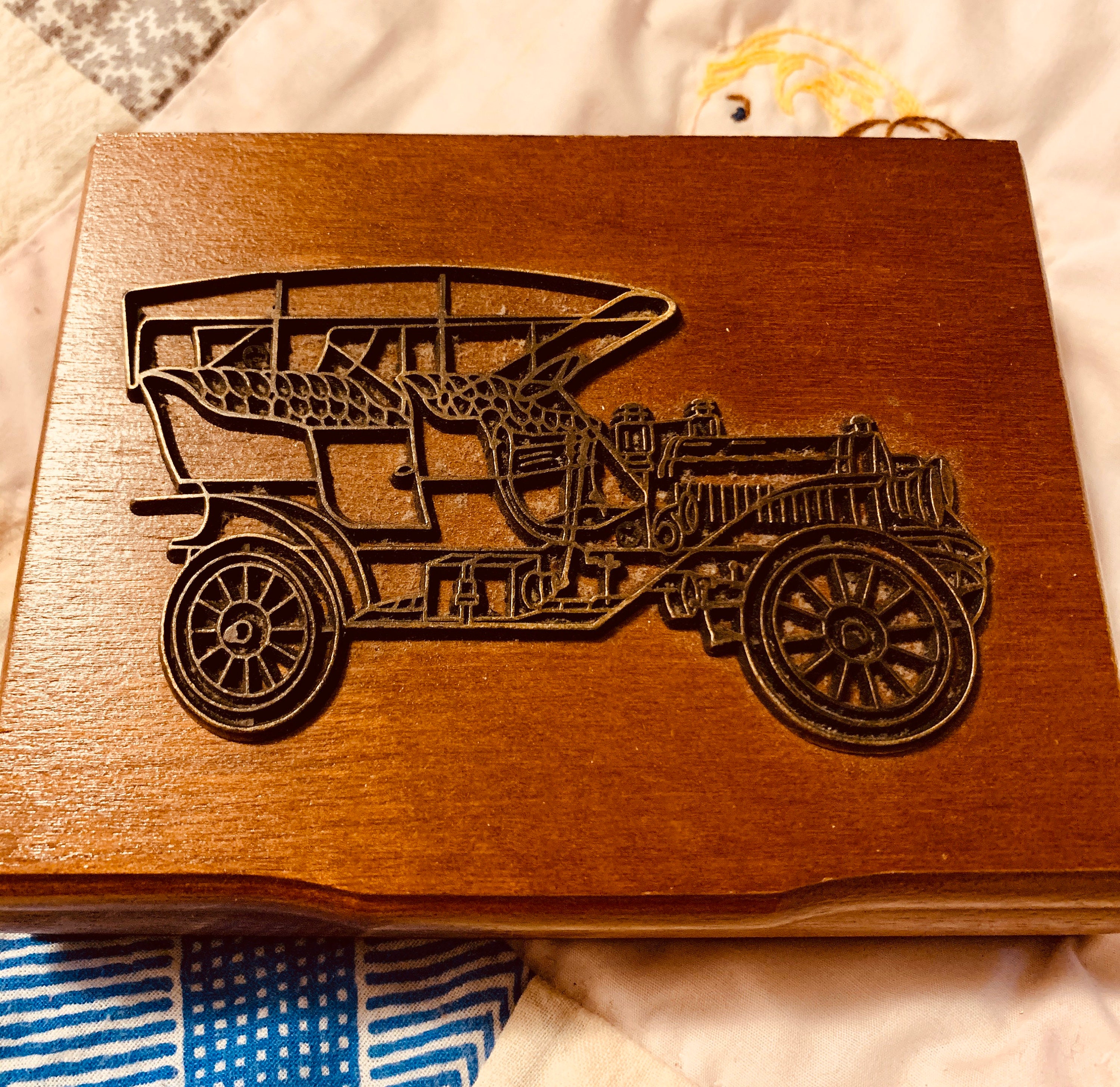 1985 W A Playing Cards Antique Car Deck Of Cards Wood Box Etsy