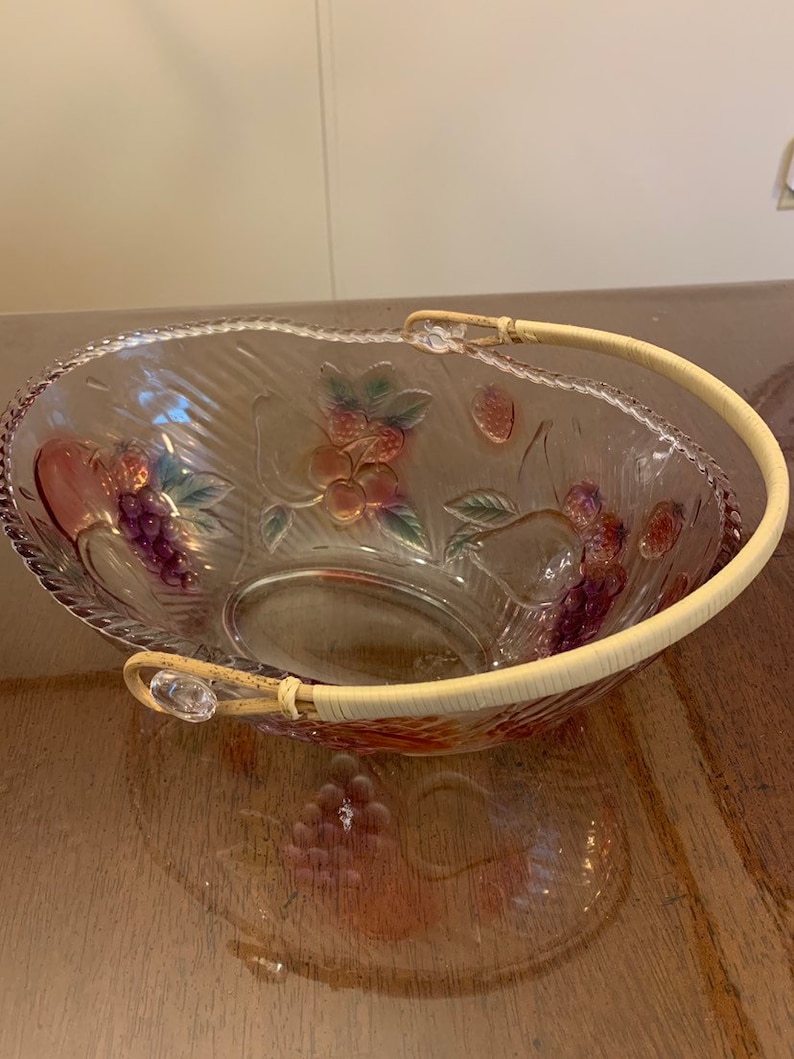 Glass Fruit Bowl Frosted Glass Fruit Bowl Colored Glass Etsy