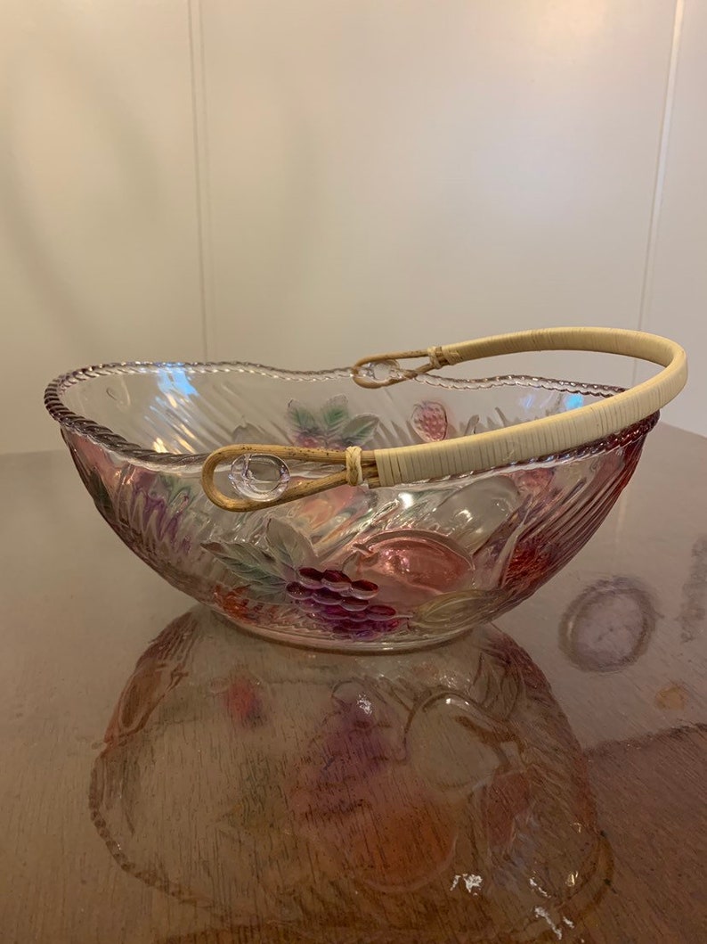 Glass Fruit Bowl Frosted Glass Fruit Bowl Colored Glass Etsy