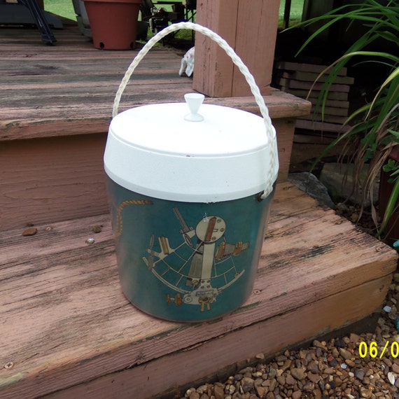 Nautical Ice Bucket Retro Plastic Ice Bucket Ocean Ice Etsy