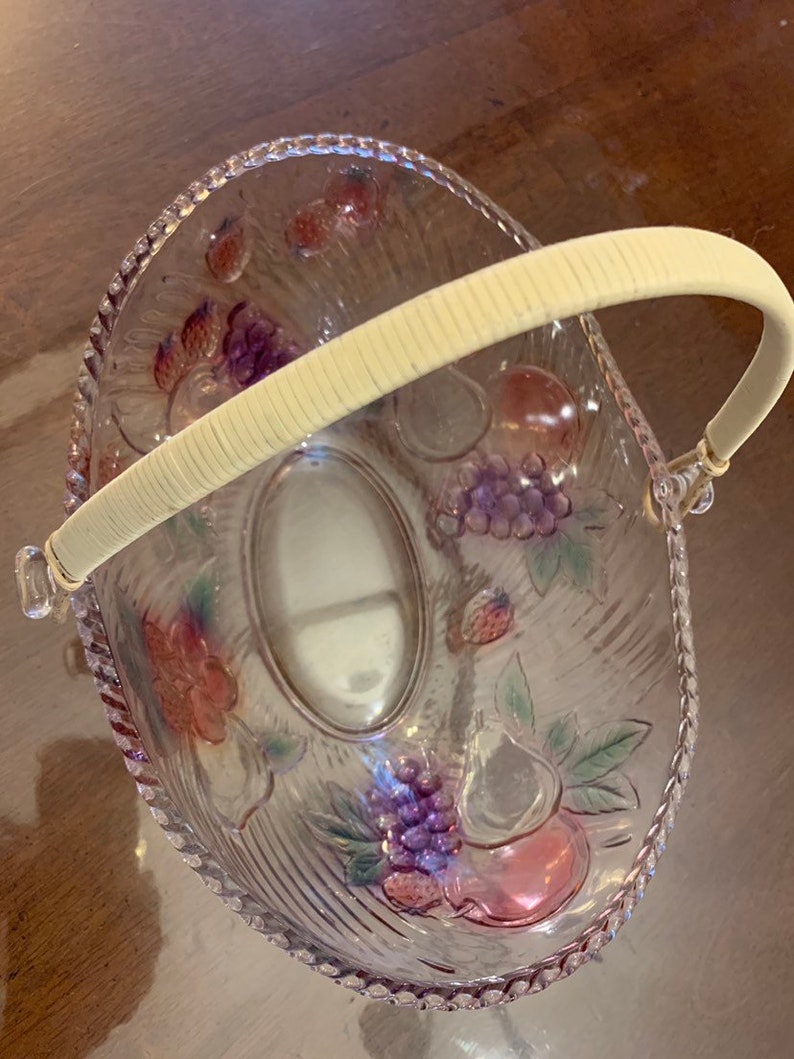 Glass Fruit Bowl Frosted Glass Fruit Bowl Colored Glass Etsy