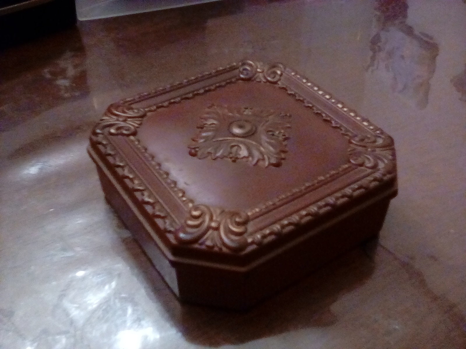 Bakelite Jewelry Box Ornate Plastic Jewelry Box Brown Etsy