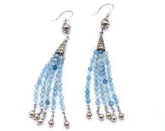 Aquamarine Dangle Sterling Earrings