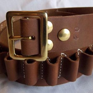 Cartridge Belts, RUSSET, 1 Ply, Leather shown in 2.25 in wide, Top Grain Leather, 30 Loops, USA image 7