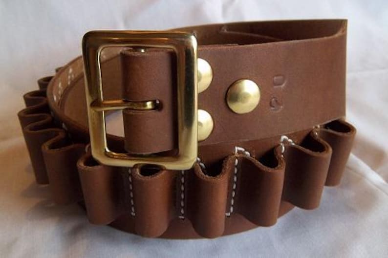 Cartridge Belts, RUSSET, 1 Ply, Leather shown in 2.25 in wide, Top Grain Leather, 30 Loops, USA image 7