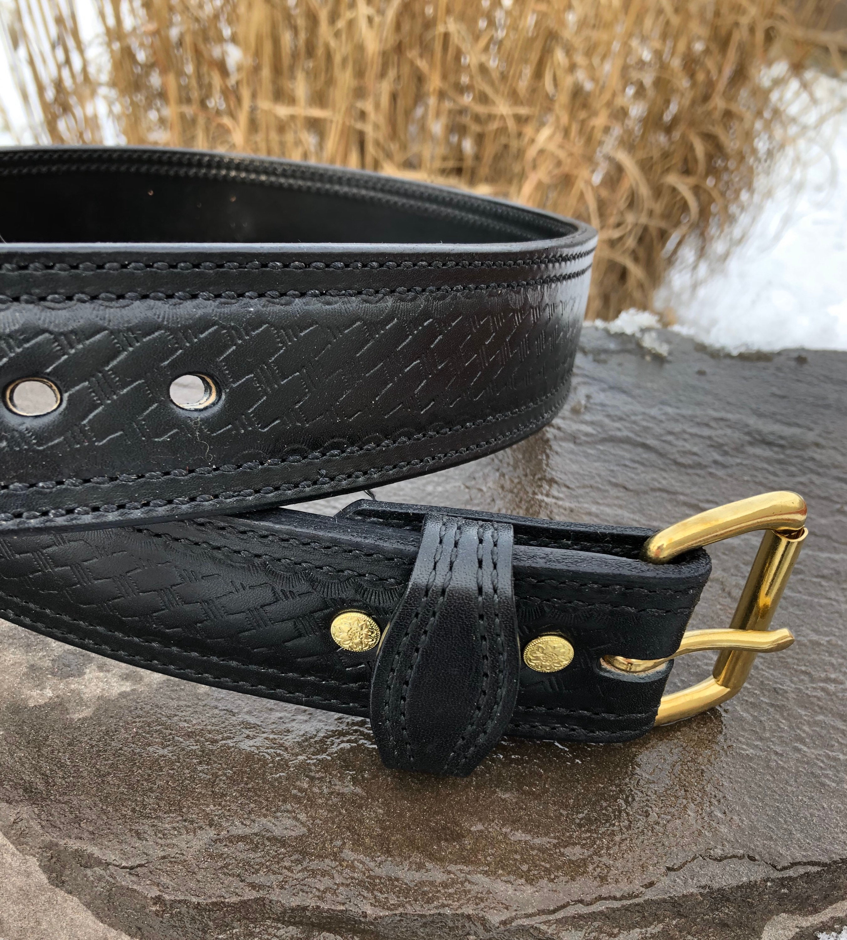 Leather belt, Western Stitched-Suede-lined, Thick, vegetable-tanned leather  belt, Can be a concealed carry belt or gun belt