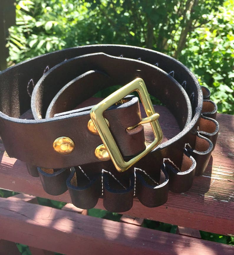 Cartridge Belts, RUSSET, 1 Ply, Leather shown in 2.25 in wide, Top Grain Leather, 30 Loops, USA image 6