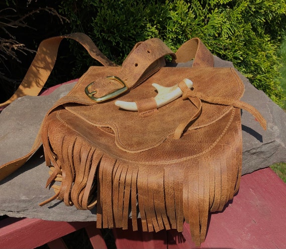 WOMENS CASUAL PURSE Suede Leather Pouch W deer Antler Closure Etsy