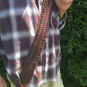 Bandolier SINGLe PLY,2 ROW SASH style, 3.25&quot; Wide, for HANDGuNS Only, 22 rim,22 mag,32,38, 357, 45LC, Oil Treated, Blk, Russet and Dk Brn