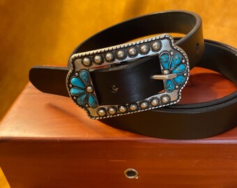 Turquoise & Brown Western-Style Women\'s Belt with Embellished Buckle AriatÂ® Ladies main image 4