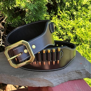 Cartridge Belt In 2 ply, 3-1/4&quot; Wide, All Calibers & Shells, Custom SASS work for the Single Action Shooting Society,