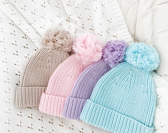 Gebreide babymuts, newborn muts, kleine babymutsjes, warme mutsjes, roze muts, mutsen, newborn mutsjes