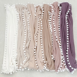 Waffle brush Pom Pom baby blanket, swaddle blanket, receiving baby blanket, warm cozy baby blanket
