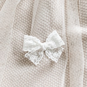 White Lace bow, headband or clip, fall bows, white baby bow