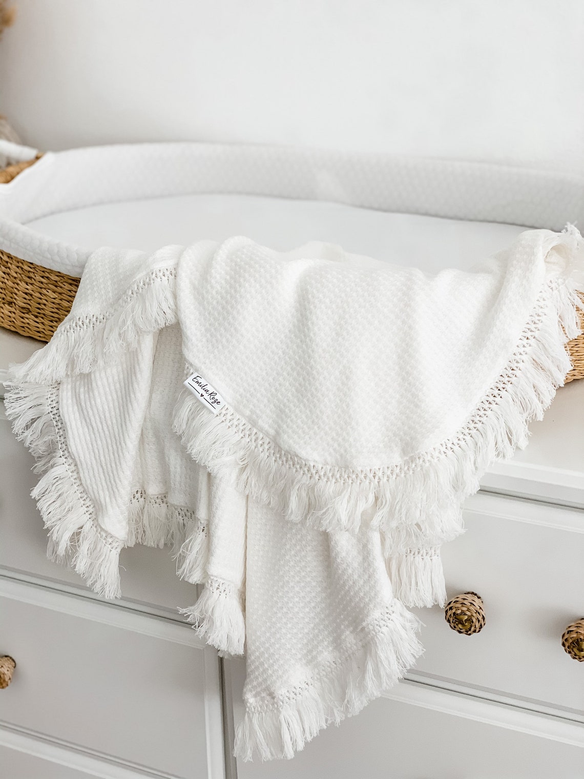 Waffle Fringe Baby Swaddle Blanket Swaddle Baby Cover Soft Etsy