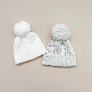 Chunky knit baby beanies, baby hats, knit hats, baby accessories, newborn hats, white baby knit hat