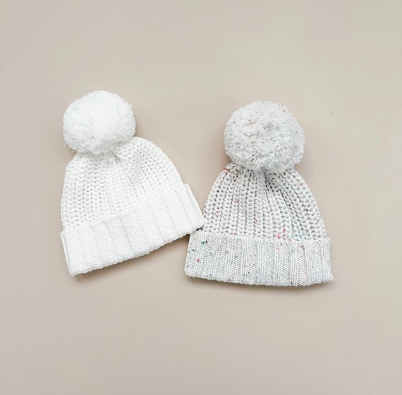 Chunky knit baby beanies, baby hats, knit hats, baby accessories, newborn hats, white baby knit hat
