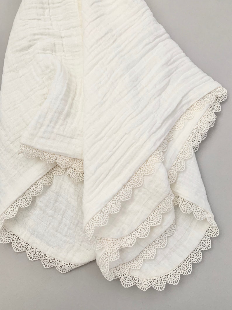 Cream Swaddle Blanket Gauze Baby Swaddle Lace Swaddle Etsy