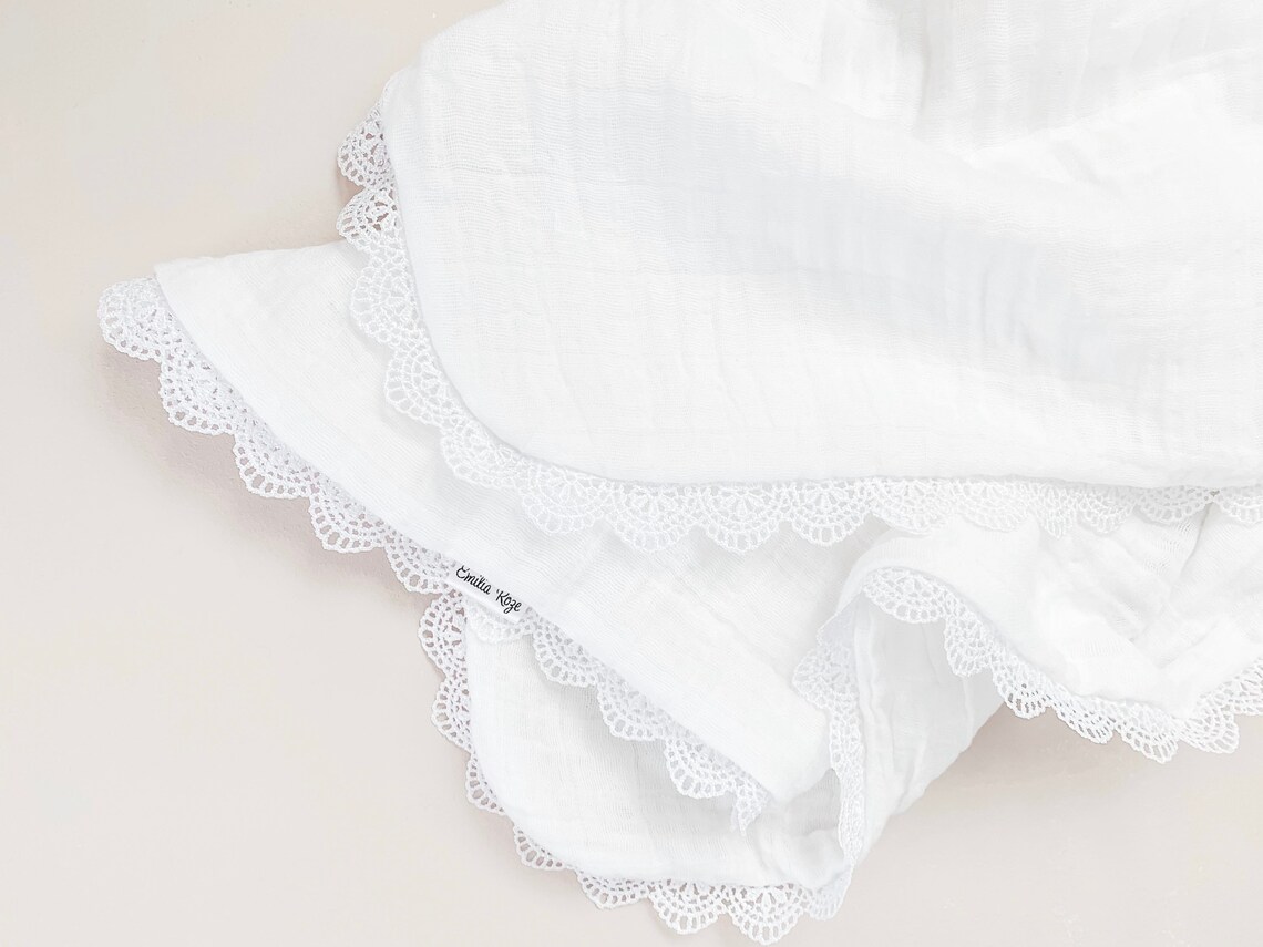 White Lace Swaddle Blanket Muslin Blanket Swaddle Vintage Etsy