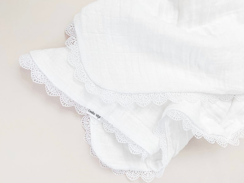 White Lace swaddle blanket muslin blanket swaddle vintage Etsy