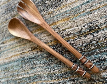 Wood/Beaded Serving Spoons