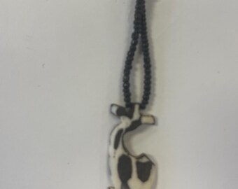 Giraffe Pendant Beaded Necklace