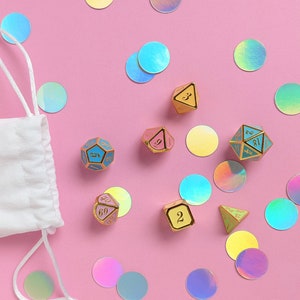 Soft Rainbow Metal Dice