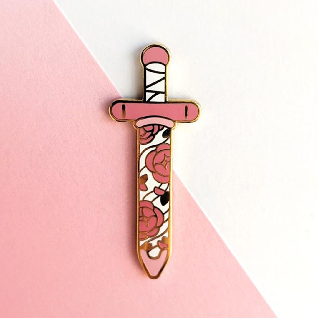 Sword Pin Spring Floral Sword Enamel Pin - Etsy