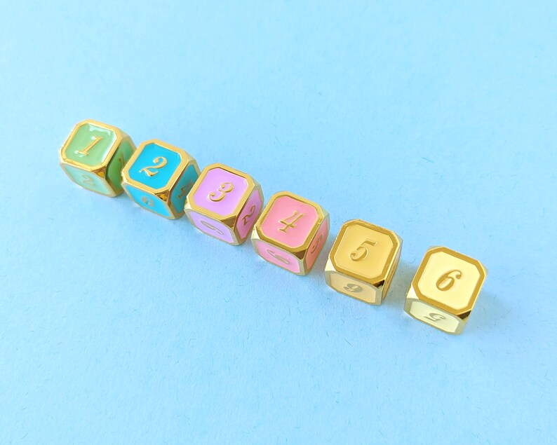 Soft Rainbow Metal Dice Set All D6s image 2