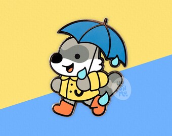 Rainy Raccoon Enamel Pin