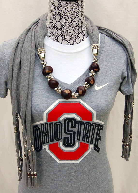 Ohio State Necklace Scarf, Buckeye Scarf Etsy