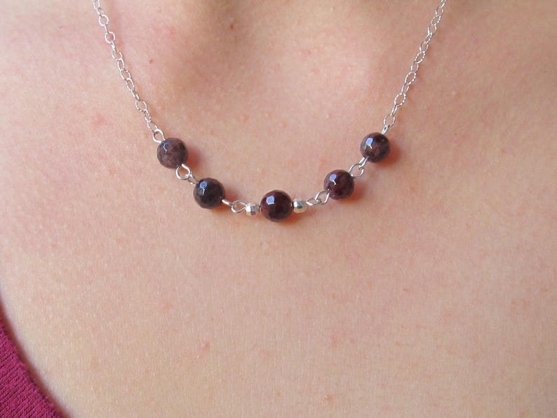 Garnet and Sterling Silver Beaded Necklace - Etsy