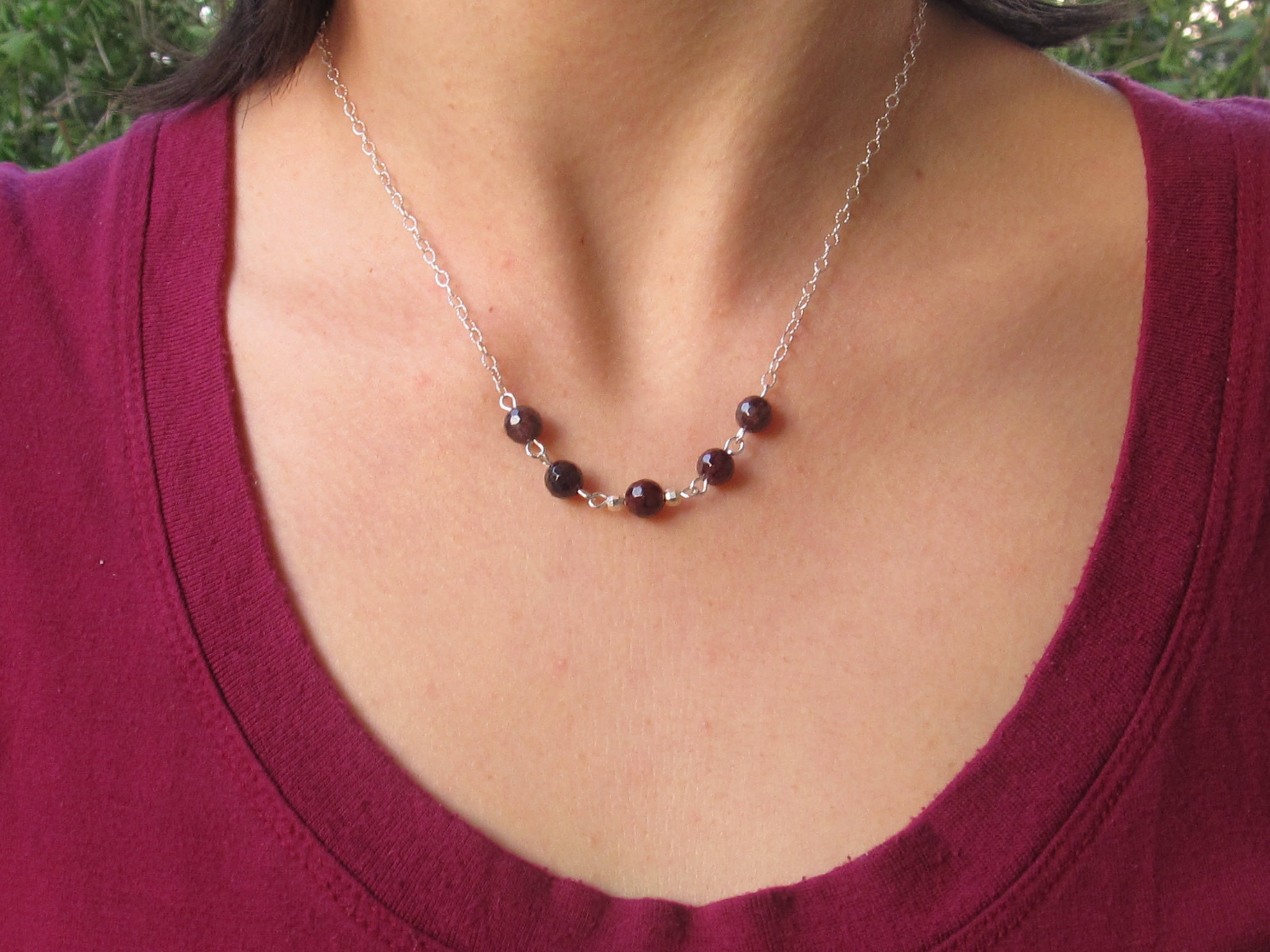 S925 Silver Gold Plated Natural Garnet Jewelry main image 1