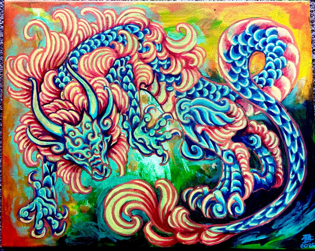 Summer Dragon | Original Painting on Canvas - Etsy
