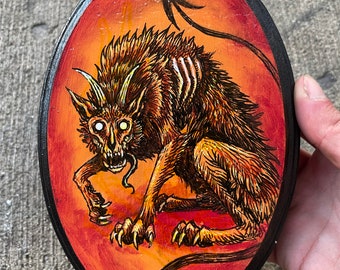 Hell Hound | Handpainted wooden wall slab