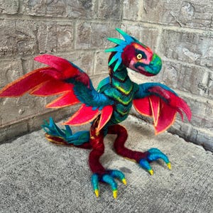 Rainforest Dragon | mixed media posable needle felted sculpture