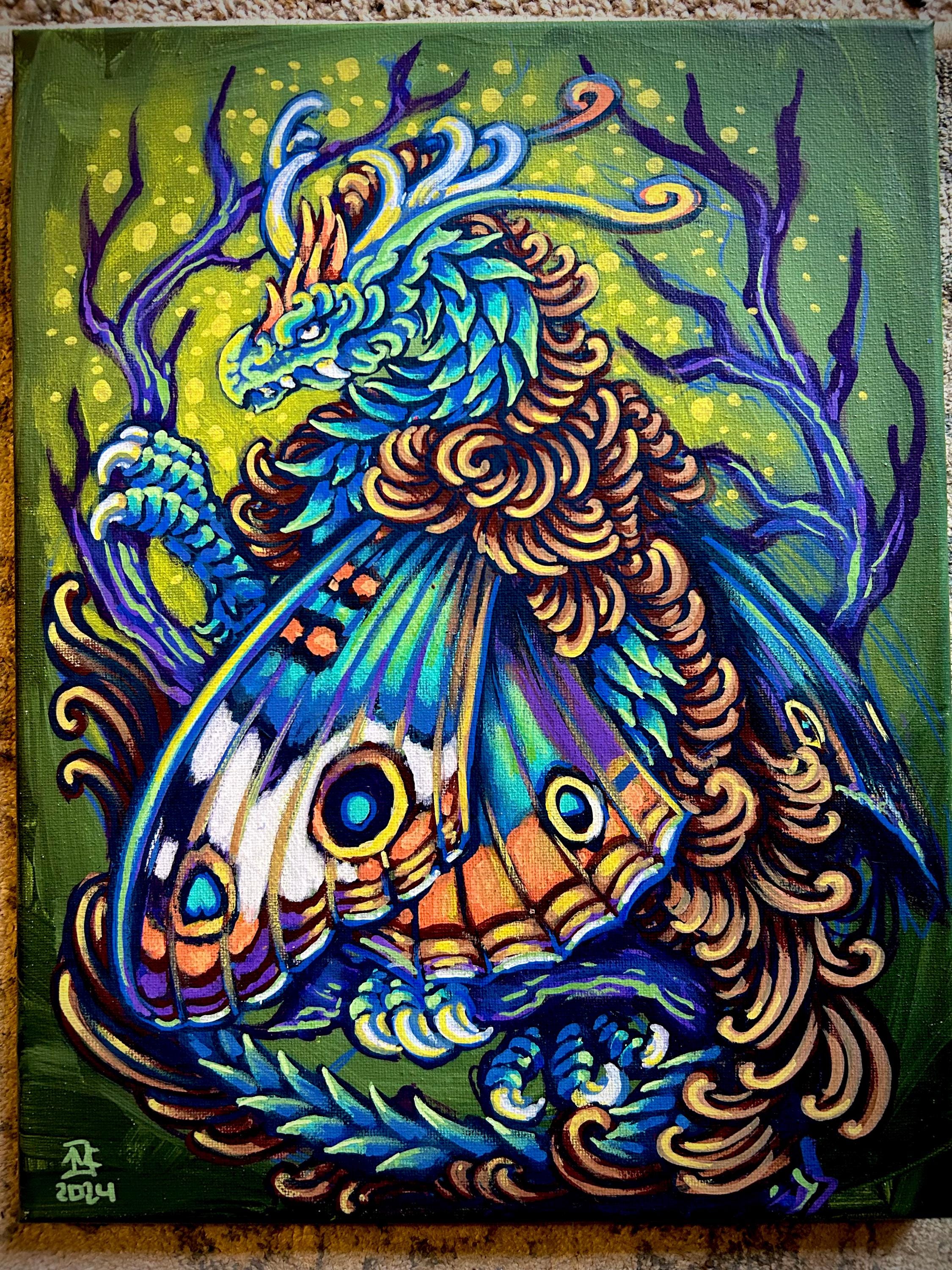 Buckeye Butterfly Dragon | original painting on canvas