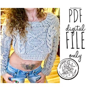xoxo Backless Crop Top Crochet Sweater PDF Pattern Digital File Only
