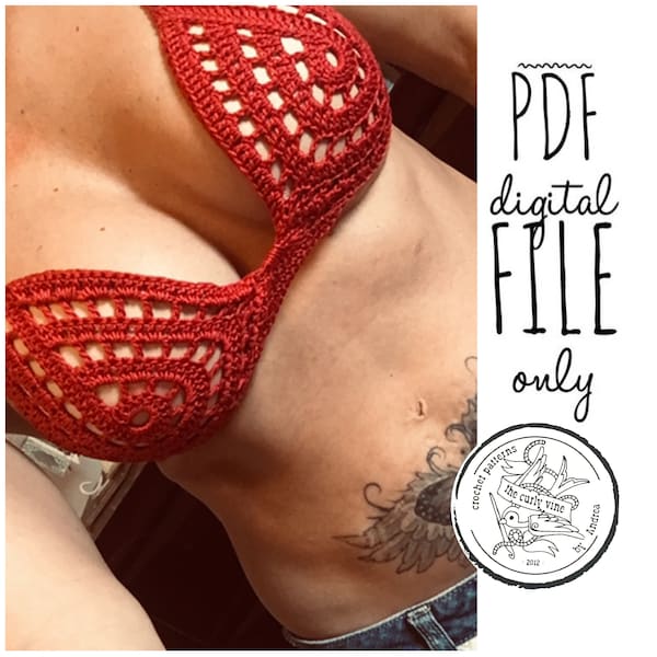 Heart Bikini Push up Top PDF Crochet Pattern Digital File Only