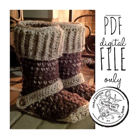 Crochet Boot Slippers PDF Pattern Etsy