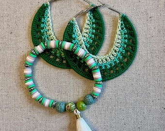 Crochet Boho Hoop Earrings