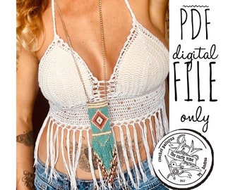 Meg Tassel Crop Top Crochet Pattern PDF Digital File Only