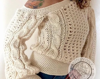 Crochet and Knit Sweater Pattern PDF - Skade Sweater, Digital Download