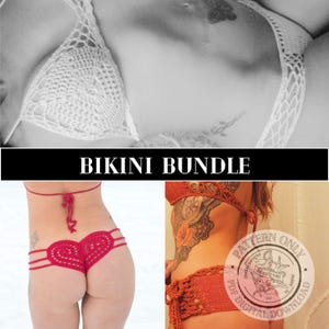 Crochet Bikini Pattern Bundle PDF - 3 Boho Swimwear Patterns, Digital Download