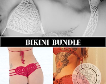 Crochet Bikini Pattern Bundle PDF - 3 Boho Swimwear Patterns, Digital Download