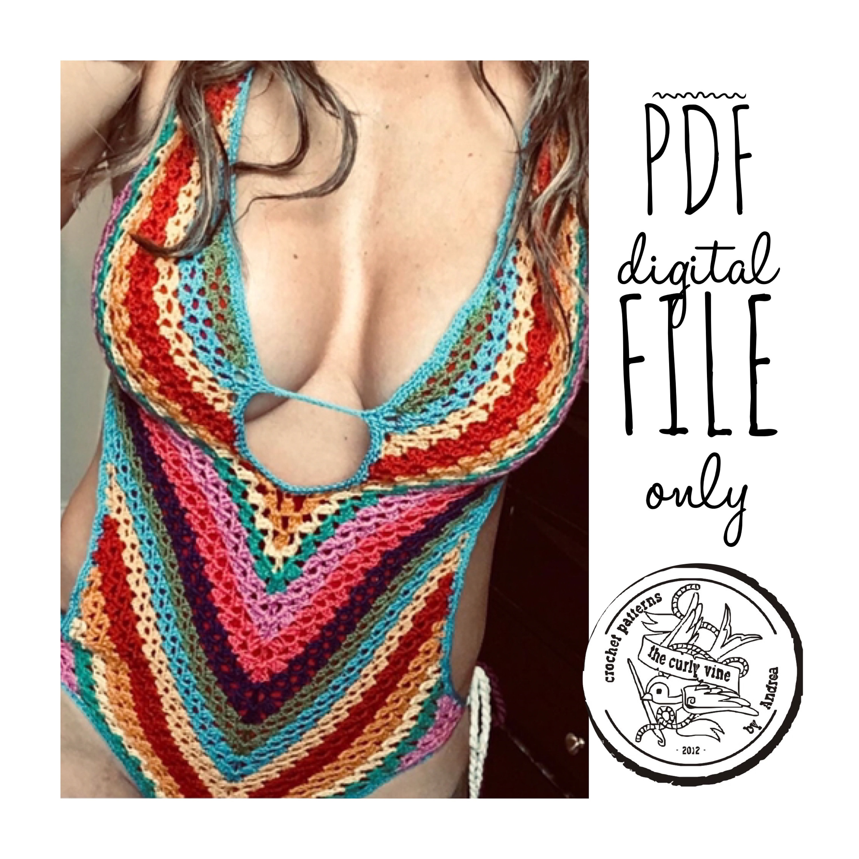 Rainbow Monokini PDF Crochet Pattern - Etsy