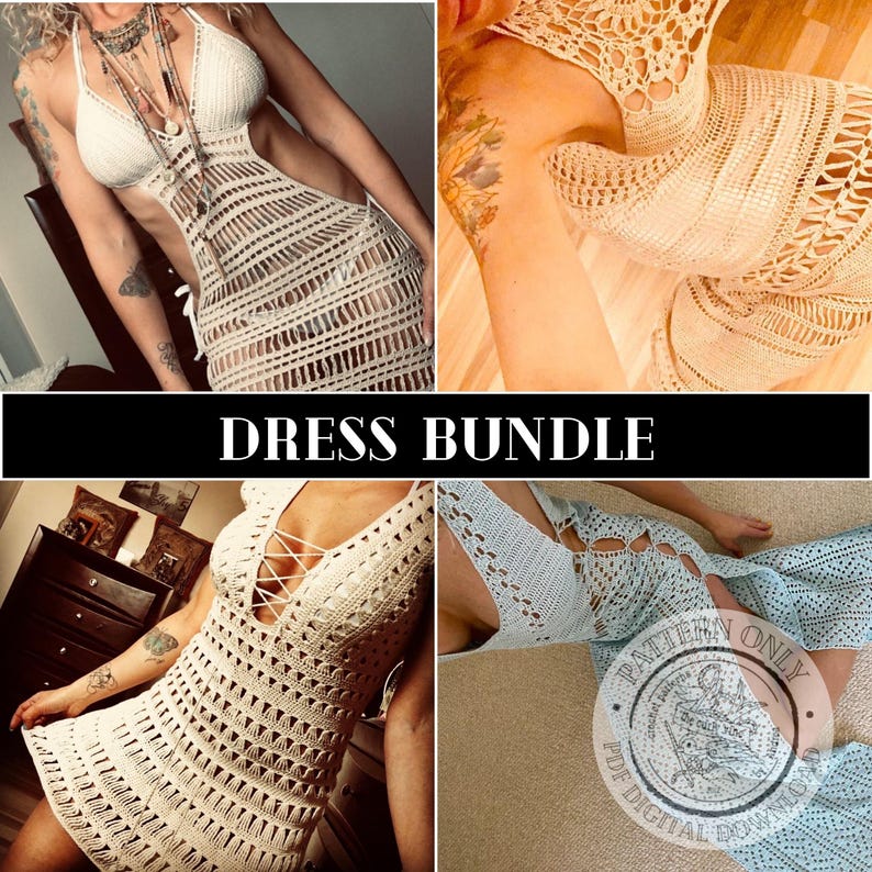 Crochet Dress Pattern Bundle PDF - 4 Boho Dress Patterns, Digital Download Bild 1